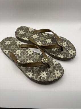 Coach Signature Pattern Flip Flops